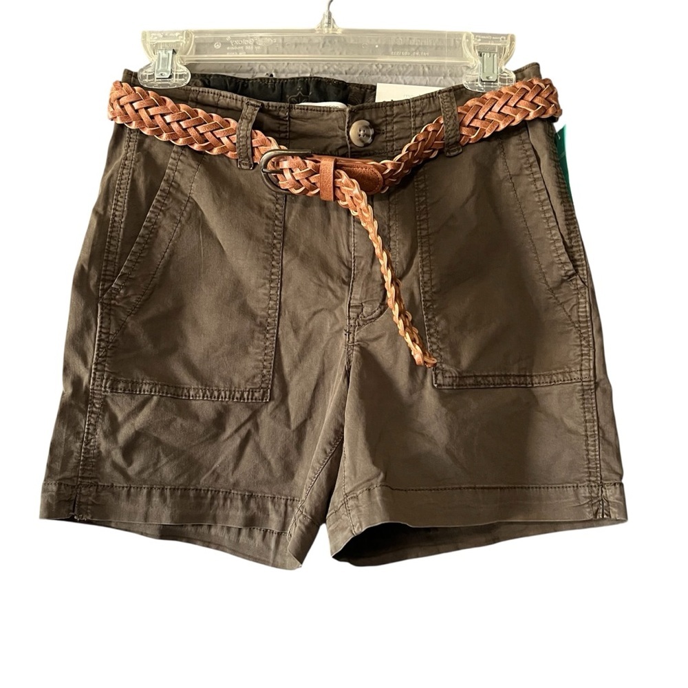 Maurices Olive Utility Shorts Size 2 Mid Rise 5 Inch Inseam Belted NWT‎